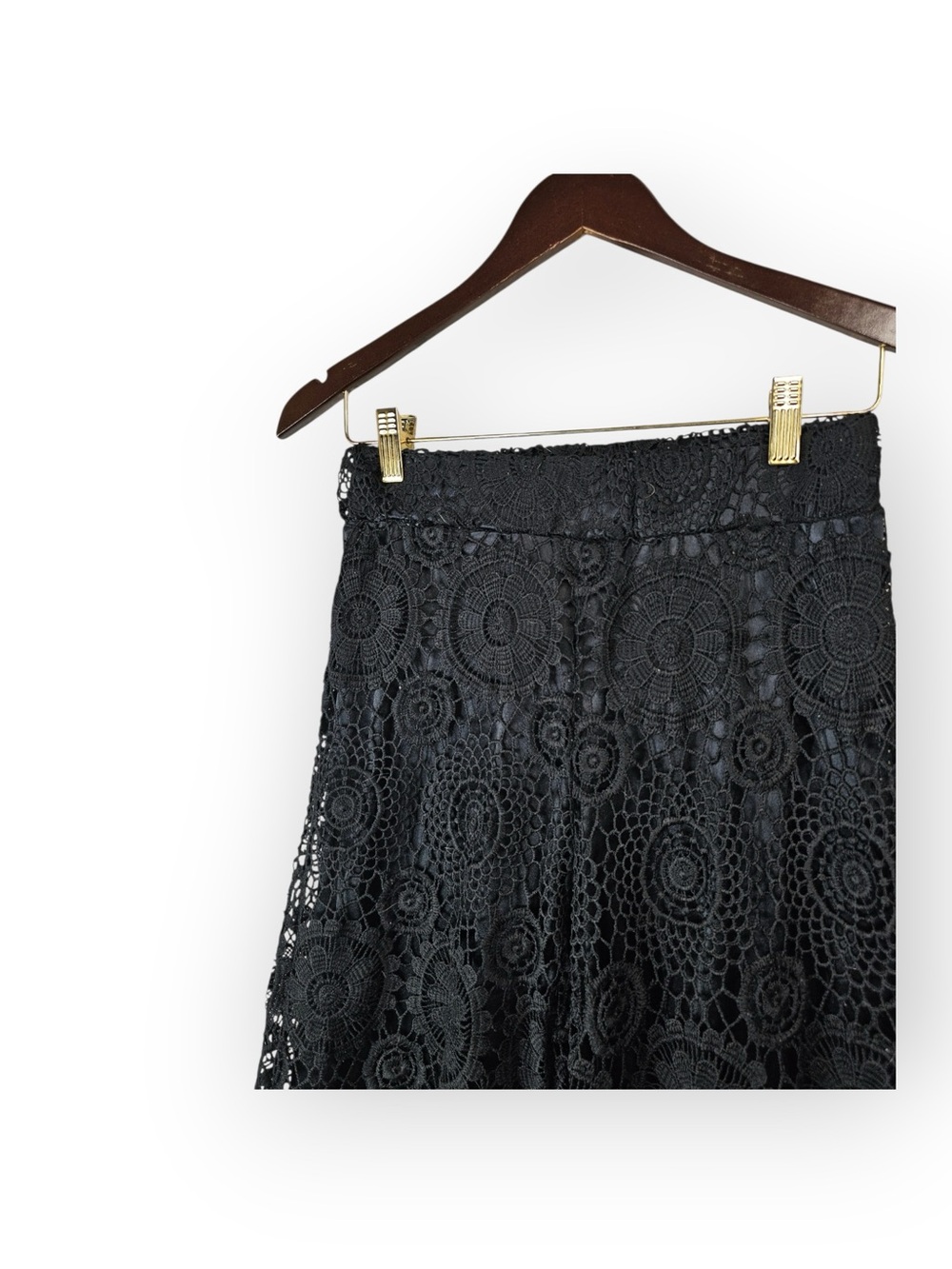 ADORN Black Crochet Lace Wide Leg Pants Size Small - Picture 3 of 5